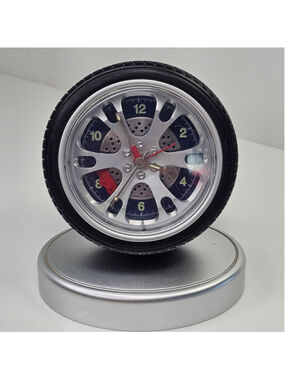 Tire Wheel Rim Novelty Alarm Clock Car Theme Tested Working Holds Time